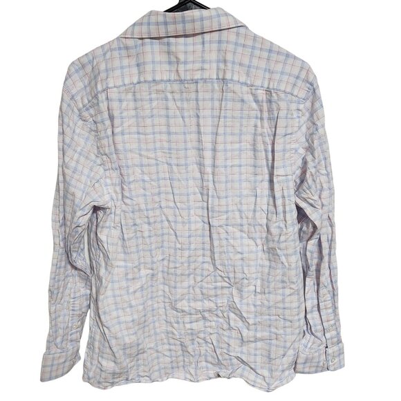 Tommy Hilfiger Button Front Shirt Mens Size Large Slim Fit Stretch White Plaid - Picture 2 of 3